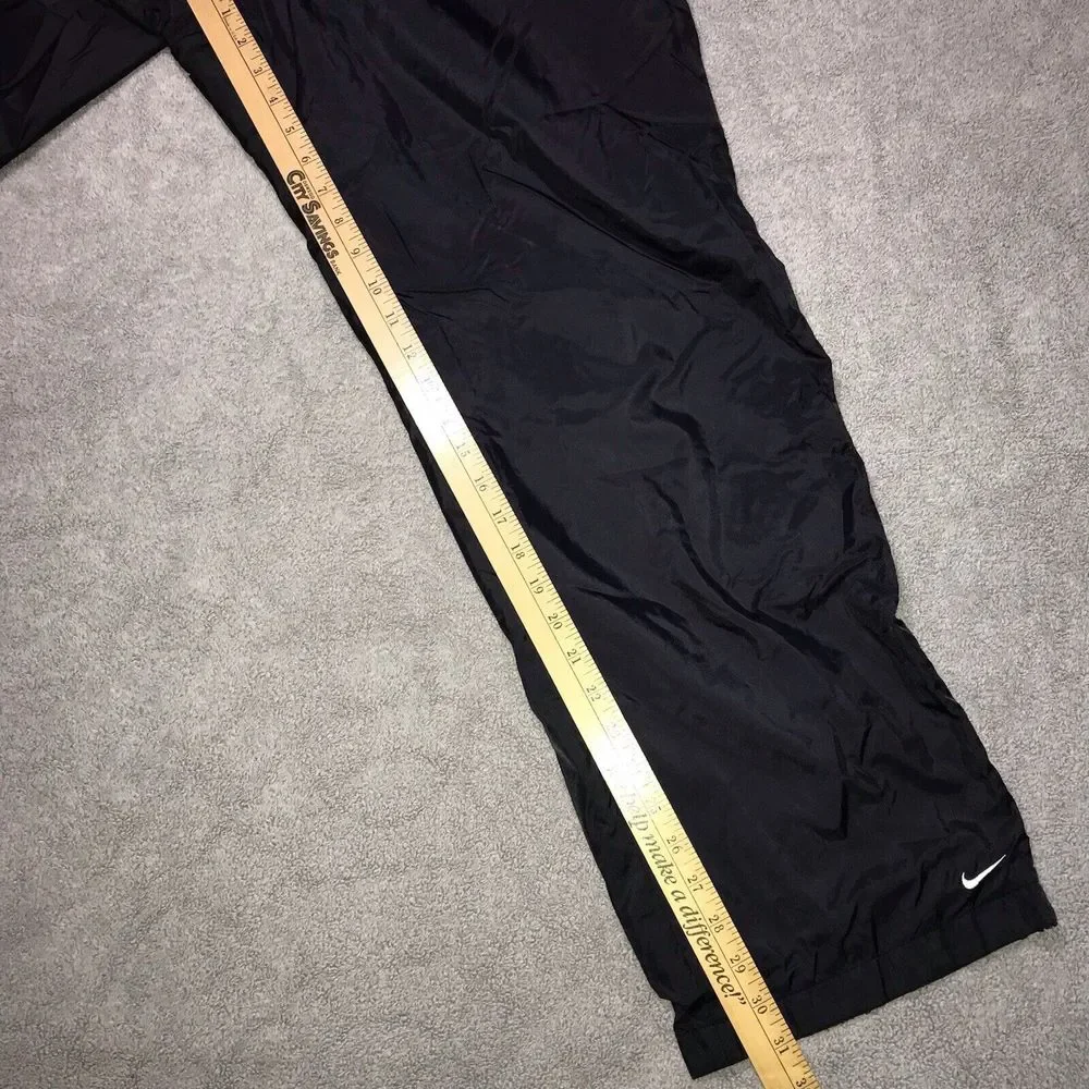 Vintage Nike Women's Black Ankle Zip Nylon 90's Track Pants Lined‎ Medium 8-10